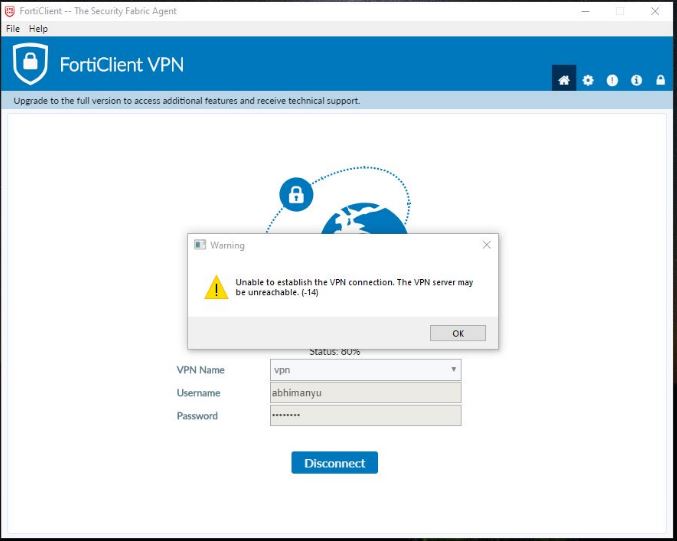fortinet vpn disconnecting