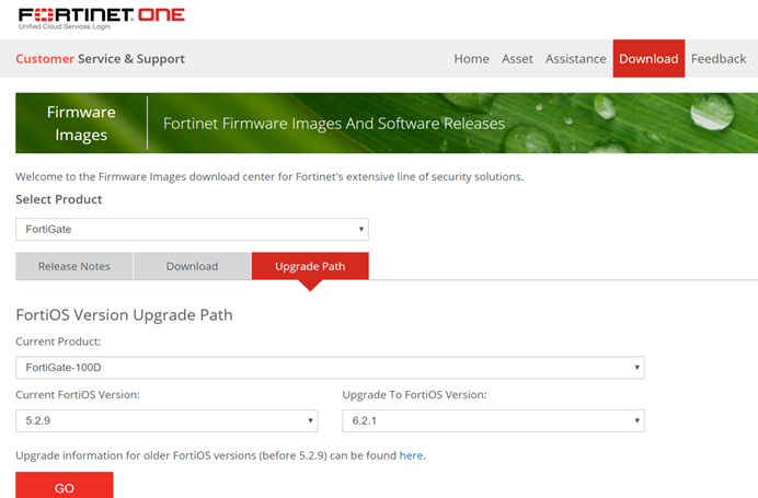 fortinet supported upgrade paths