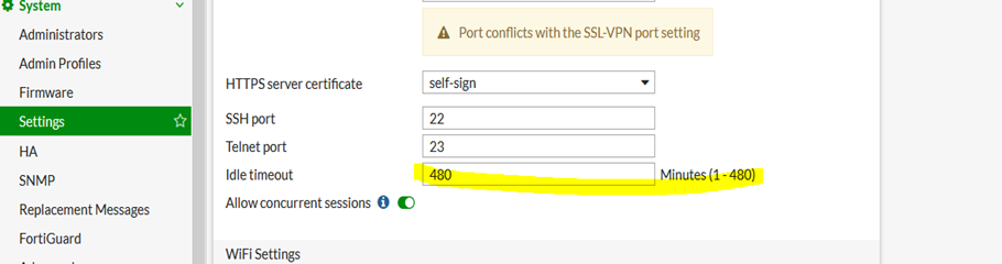 Technical Tip Changing The GUI Idle Timeout Fortinet Community