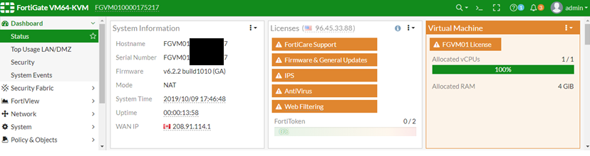 update pending fortigate vm license