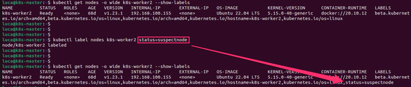 Labeling node hosting the malicious pod