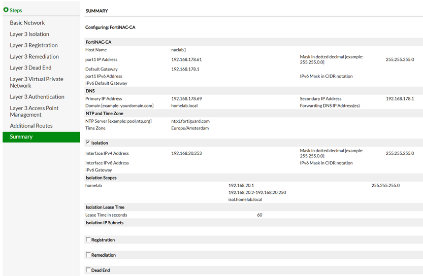 Figure 1. Configuration Wizard summary.