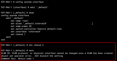 VLAN _default could not be modified