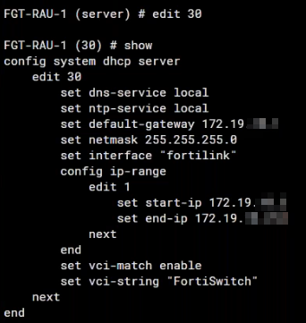 DHCP server configuration