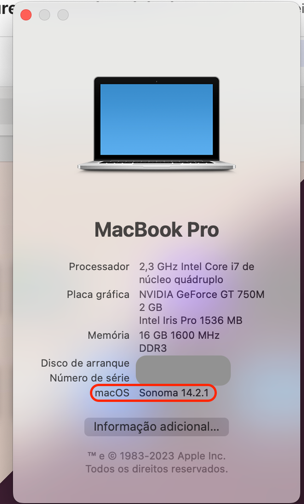 MacOS Sonoma 14.2.1