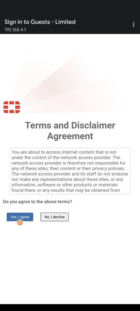 User must accept Disclaimer