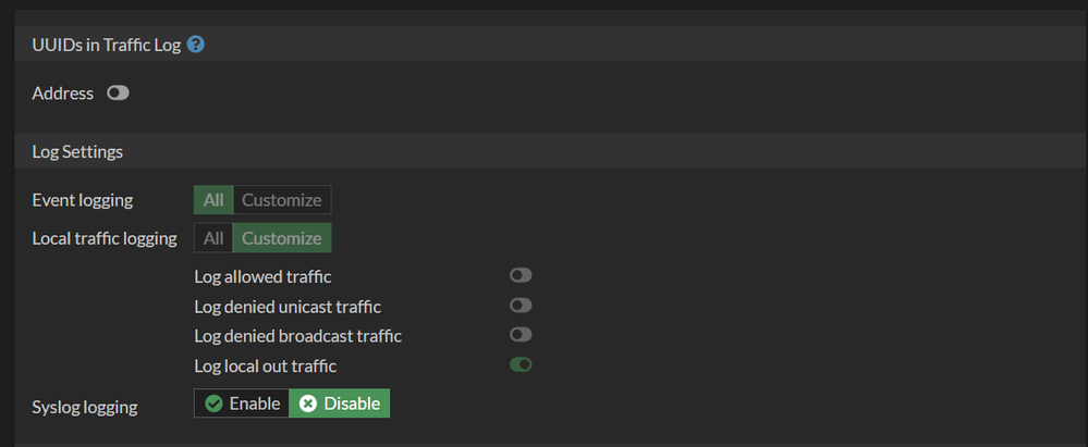 40F downstream log settings