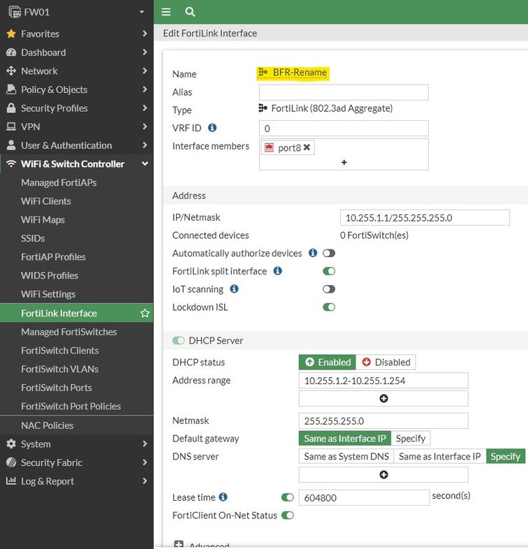 Technical Tip: Renaming the FortiLink interface [8... - Fortinet Community