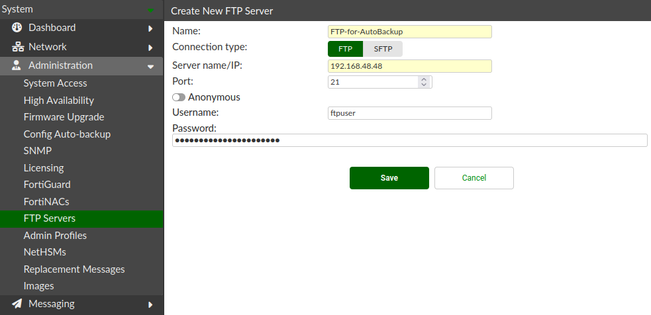 new FTP server