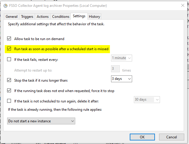 Task Scheduler - Settings