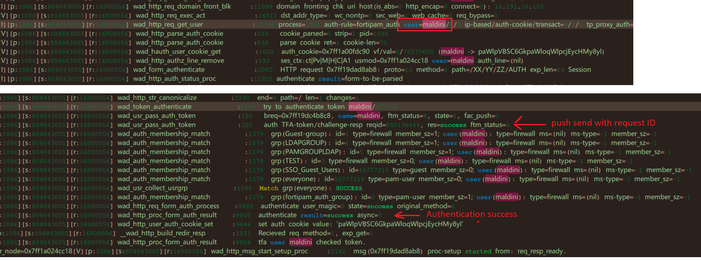 Figure 5. Debug logs authentication successful..