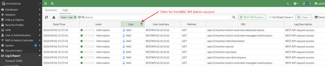 L2_poll.png Figure 2. Verifying a L2 poll from FortiNAC in FortiGate REST API logs