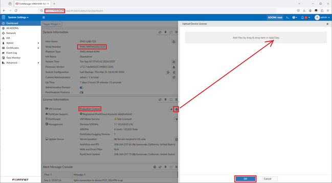 New FortiManager with Evaluation License