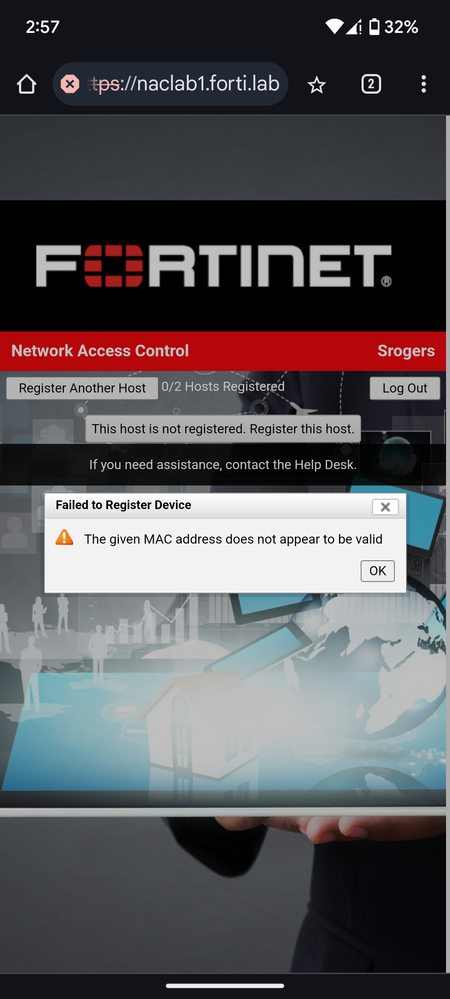 Figure 3. Invalid MAC address means the Vendor OUI is not present in FortiNAC database.