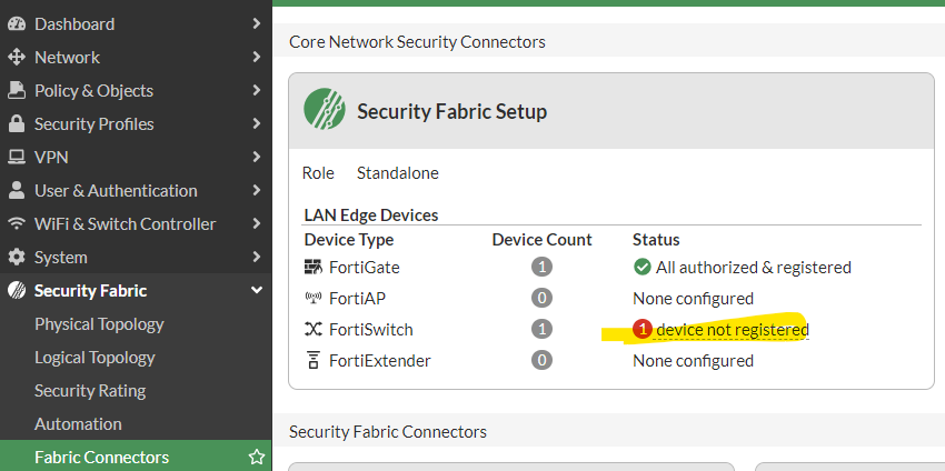 Security Fabric -> Fabric Connectors: