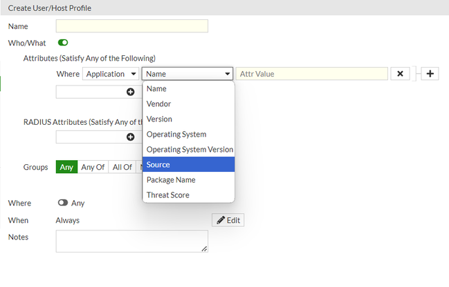 Figure 3. Application Inventory Attributes that can be leveraged for Policy Matching.