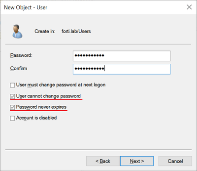 Figure 1. Create the user account to perform the domain join.