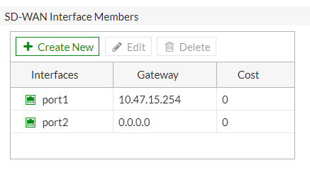 No gateway configured for Port 2