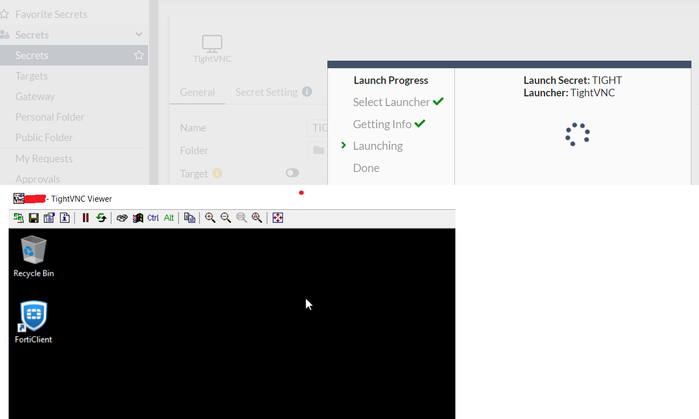 Figure 4. Launching TightVNC secret