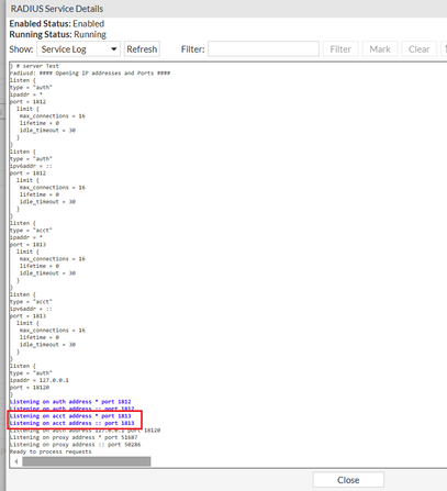 Figure 1. Validate if FortiNAC is listening for Requests on UDP Port 1813