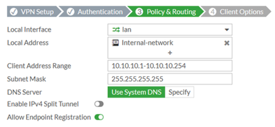 Single DNS configuration while using the IPSEC wizard tool.