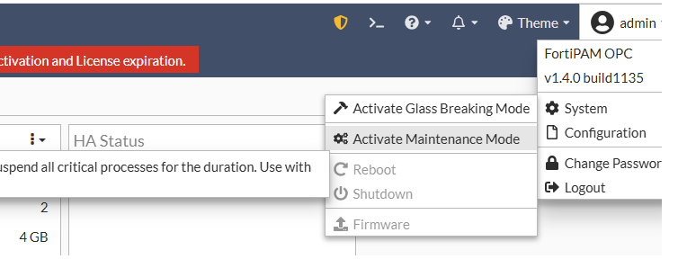 Figure 1. Activate Maintenance Mode