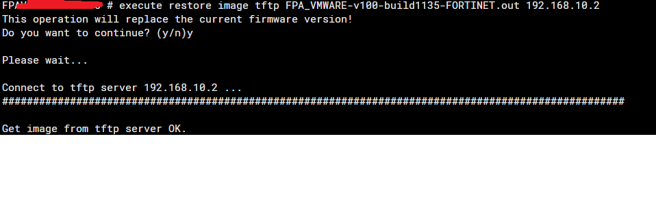 Figure 3. Installing image through TFTP