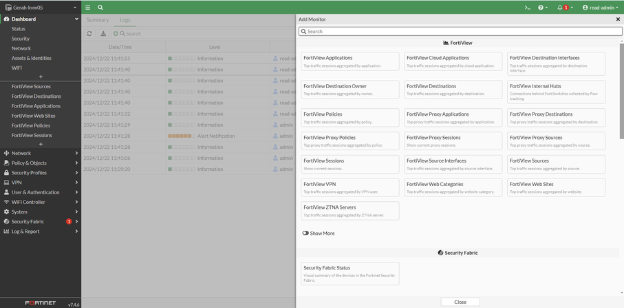 Adding or editing Foritview monitor