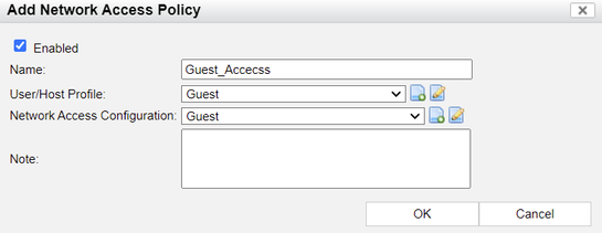 Figure 5. Define Network Access configuration.