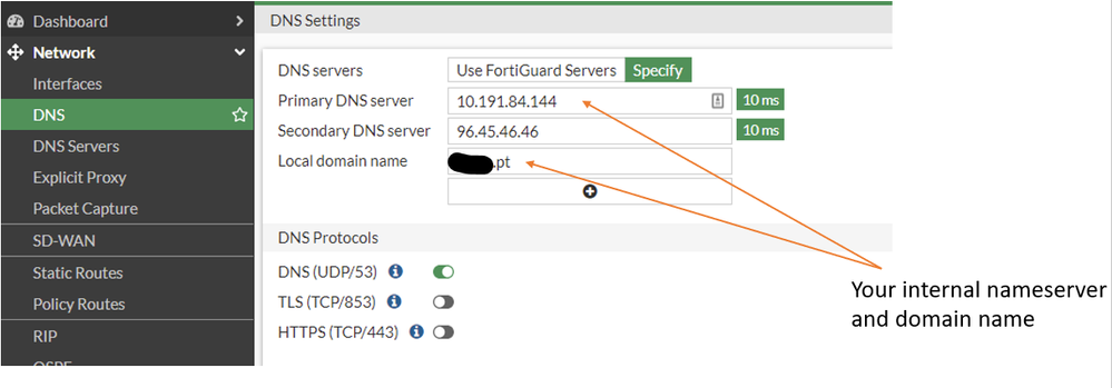 DNS settings