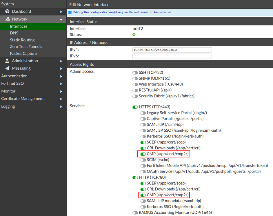 CMP service.png CMP service on interface