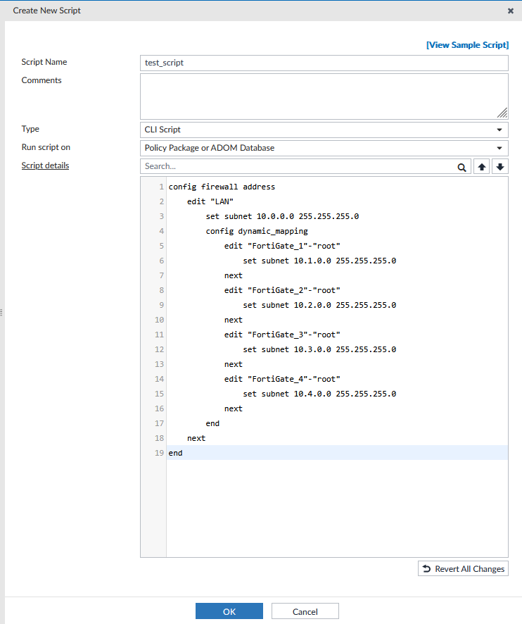Show of a test CLI script