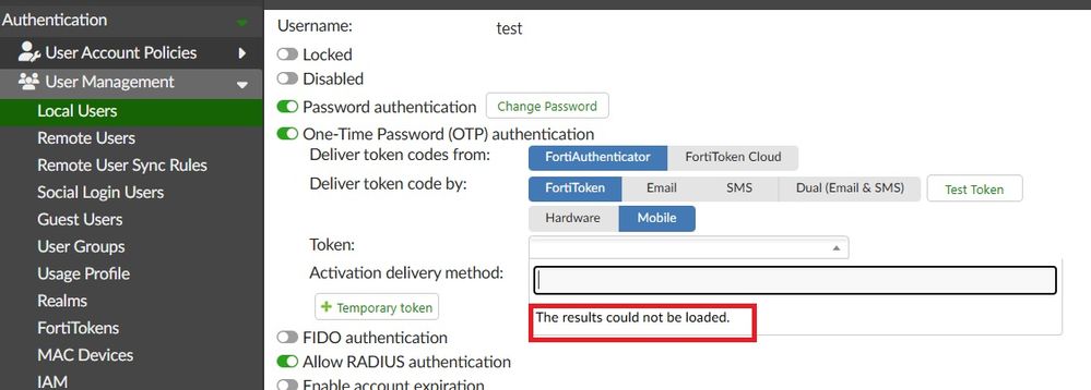 Figure 2. Error assigning token