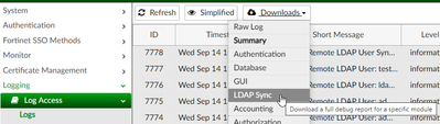 FAC logs - download LDAP sync log